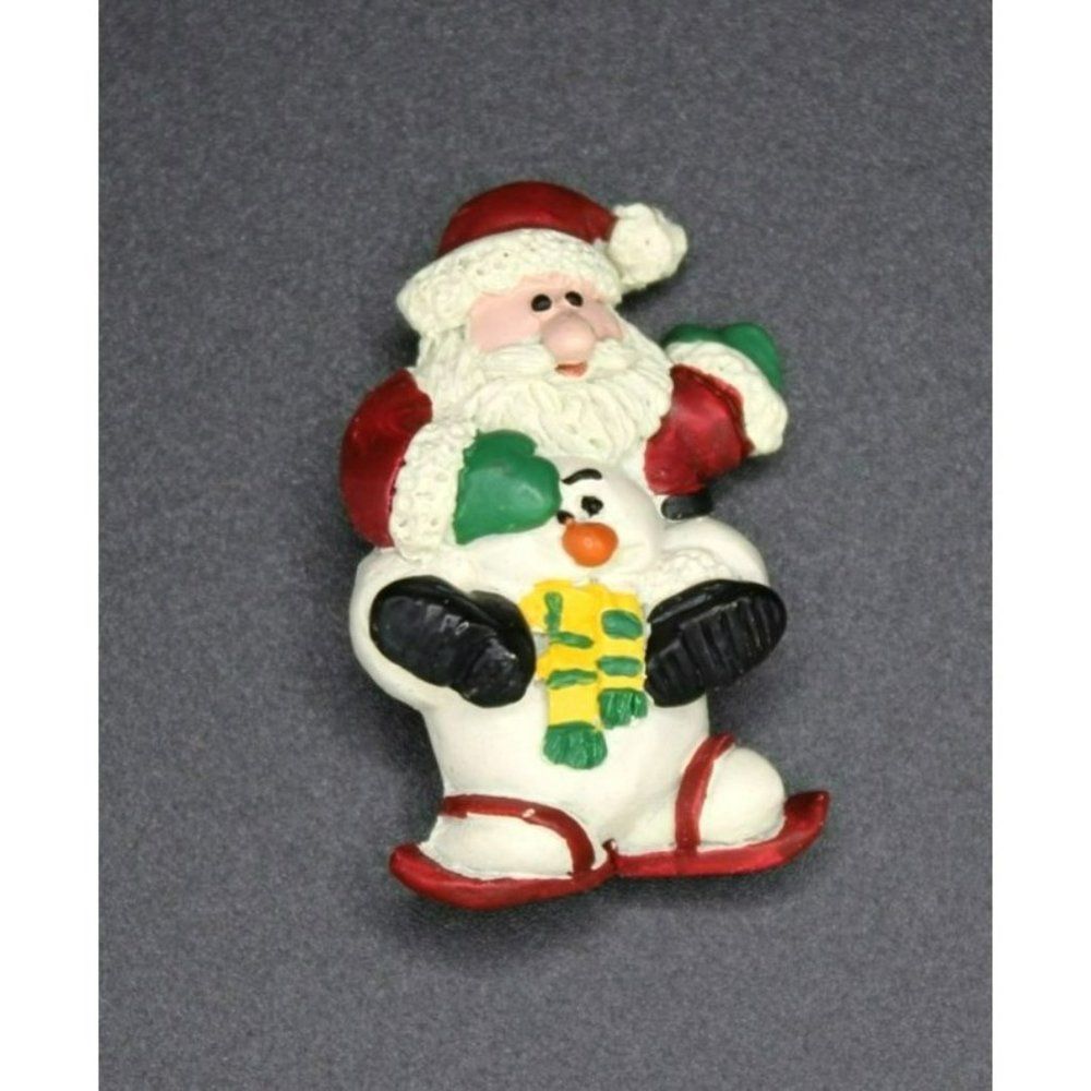 Cute Little Vintage Santa and Snowman Pin Brooch
